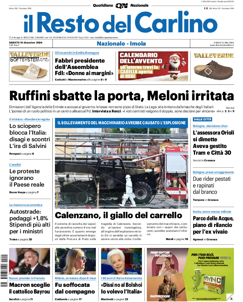 Prima-pagina-il resto del carlino-edizione-di-oggi-20241214